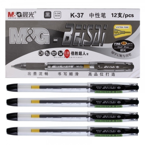 晨光插蓋式啫喱筆K-37  0.38mm  黑