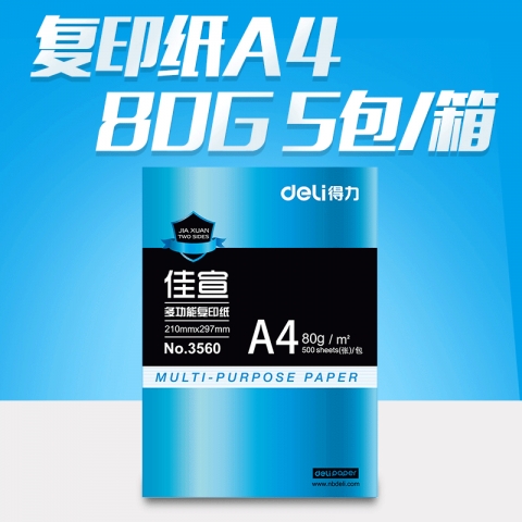 得力3561/3560佳宣復印紙A4  80G  5包/箱 ...
